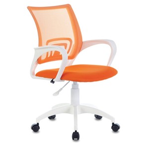 Компьютерное кресло Brabix Fly MG-396W (с подлокотниками, пластик белый, сетка, оранжевое) в Архангельске