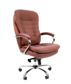 Кресло компьютерное CHAIRMAN 795 кожа, цвет коричневый в Архангельске