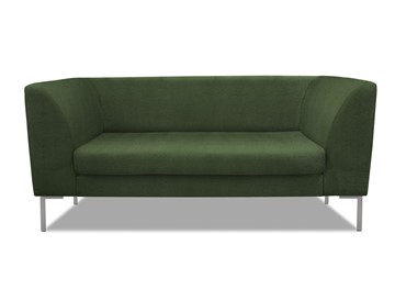Мягкий офисный диван Сиеста 2-местный, ткань Сахара / зеленая С39 в Архангельске