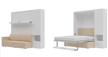 Кровать-шкаф трансформер Кровать-трансформер Smart (КД 1400+ШП), шкаф правый, левый подлокотник в Архангельске