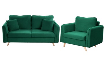 Комплект мебели Бертон изумрудный диван+ кресло в Архангельске