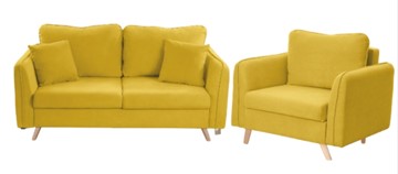 Комплект мебели Бертон желтый диван+ кресло в Архангельске