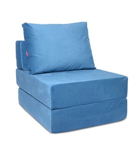 Бескаркасное кресло-кровать Окта, велюр синий в Архангельске