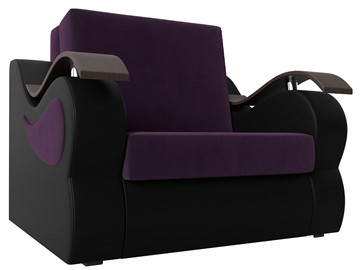 Кресло-кровать Меркурий (60), Фиолетовый\Черный (Велюр\Экокожа) в Архангельске