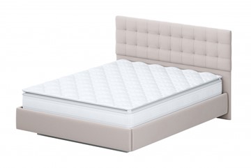 Кровать в спальню №2 (универсальная 1,6х2,0) серия №2, белый/бежевый ткань/квадро бежевый ткань в Архангельске