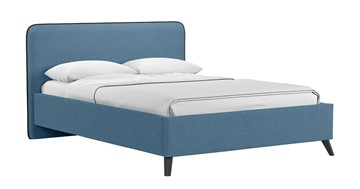 Кровать с подъемным механизмом Миа, 140 Bravo blue (светло-синий) / кант Лайт 10 Велюр (коричневый) + кроватное дно в Архангельске