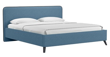 Кровать с механизмом двуспальная Миа, 180 Bravo blue (светло-синий) / кант Лайт 10 Велюр (коричневый) + кроватное дно в Архангельске
