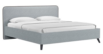 Двуспальная кровать с механизмом Миа, 180 Bravo grey (серый) / кант Лайт 10 Велюр (коричневый) + кроватное дно в Архангельске
