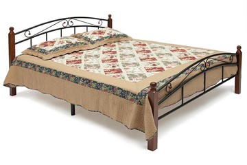 Кровать с основанием AT-8077 дерево гевея/металл, 120*200 см (middle bed), красный дуб/черный в Архангельске