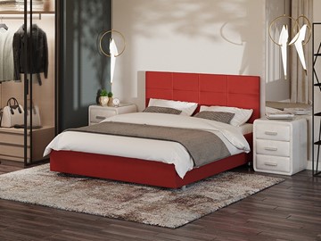Кровать с мягким изголовьем Neo 160х200, Велюр (Forest 13 Красный) в Архангельске