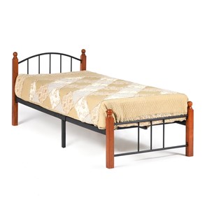 Кровать AT-915 дерево гевея/металл, 90*200 см (Single bed), красный дуб/черный в Архангельске