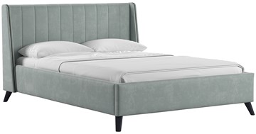 Спальная кровать Мелисса 140, арт. Тори 61 велюр (серебристый серый) + кроватное дно в Архангельске