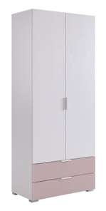 Шкаф двухдверный с ящиками Зефир 108.01 (белое дерево/пудра розовая (эмаль)) в Архангельске