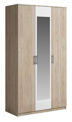 Шкаф 3 двери Светлана, с зеркалом, белый/дуб сонома в Архангельске - изображение