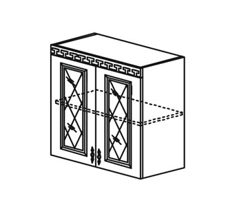 Кухонный шкаф Веста настенный двухдверный с полкой со вставкой из стекла 718*800*323мм в Архангельске