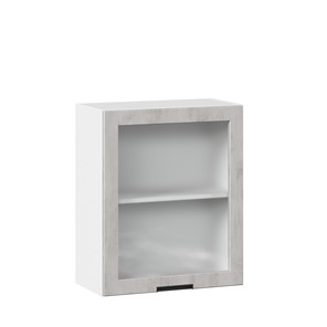 Кухонный навесной шкаф 600 со стеклом Джамис ЛД 296.350.000.021, Белый/Белый камень в Архангельске