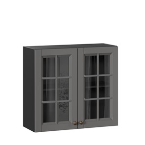 Навесной кухонный шкаф Амели-3 800 со стеклом ЛД 299.360.000.036, Черный/Оникс серый в Архангельске