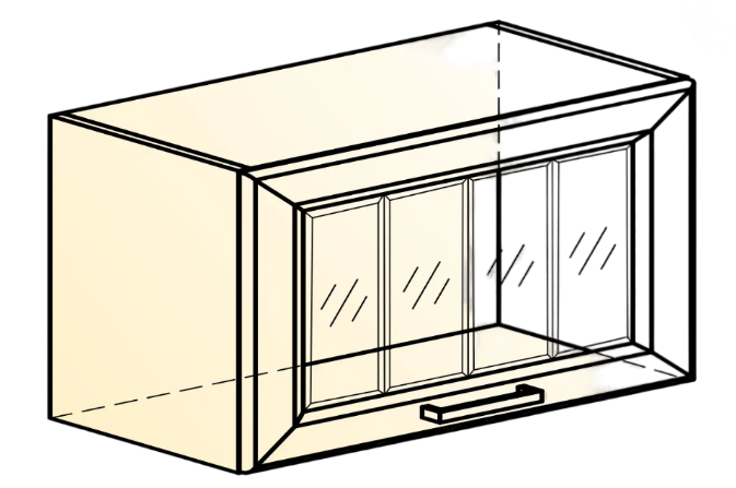 Навесной кухонный шкаф Атланта L600 Н360 (1 дв. рам.) эмаль (белый/белый глянец патина золото) в Архангельске - изображение 1
