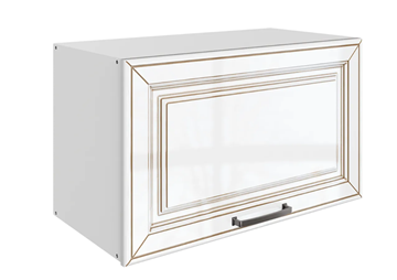 Кухонный шкаф Атланта L600 Н360 (1 дв. гл.) эмаль (белый/белый глянец патина золото) в Архангельске