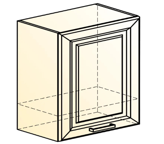 Кухонный шкаф Атланта L600 Н566 (1 дв. гл.) эмаль (белый/белый глянец патина золото) в Архангельске - изображение 1