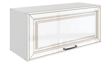 Шкаф на кухню Атланта L800 Н360 (1 дв. гл.) эмаль (белый/белый глянец патина золото) в Архангельске
