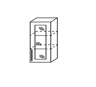 Шкаф кухонный Мыло, настенный однодверный с полкой со вставкой из стекла 918*400*320, ШНст 400/918 в Архангельске