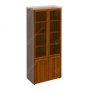 Шкаф для документов со стеклянными дверьми в рамке Мастер, темный орех (90х45х208) МТ 379 в Архангельске
