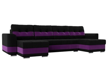 П-образный диван Честер, Черный/фиолетовый (вельвет) в Архангельске
