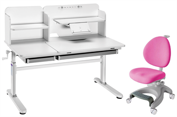 Комплект парта + кресло Iris II Grey + Cielo Pink + чехол для кресла в подарок в Архангельске