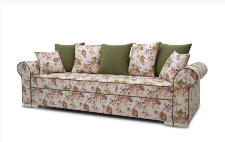 Прямой диван Ameli (Arcadia rose+shaggy green+glance bone) в Архангельске - изображение 1