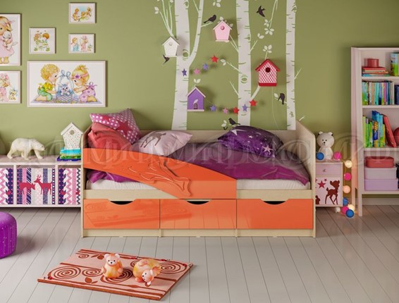 Кровать в детскую Дельфин, Оранжевый глянец 80х180 в Архангельске - изображение