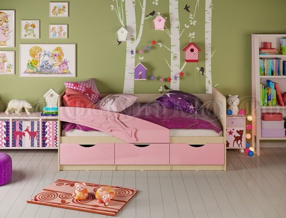 Кровать в детскую Дельфин, Розовый глянец 80х160 в Архангельске - изображение
