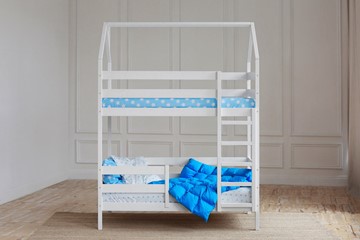 Детская двухъярусная кровать Домик, цвет белый в Архангельске