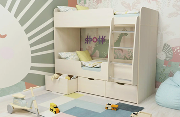 Двухэтажная детская кровать Малыш двойняшка 70х160, корпус Дуб молочный, фасад Дуб молочный в Архангельске - предосмотр