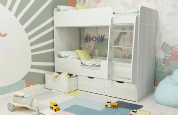 Детская двухэтажная кровать Малыш двойняшка 70х160, корпус Винтерберг, фасад Фейритейл в Архангельске - предосмотр