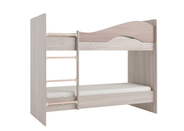 Двухъярусная кровать Мая на щитах со шкафом и ящиками, корпус Шимо светлый, фасад Шимо темный в Архангельске - изображение 3
