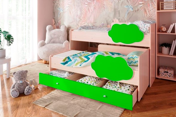 Детская 2-этажная кровать Соник 1.6 с ящиком, Лайм в Архангельске - изображение