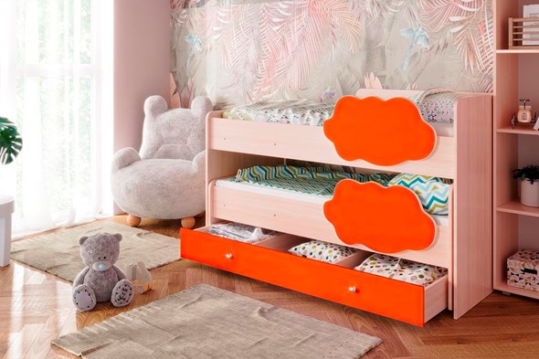 Кровать двухъярусная Соник 1.6 с ящиком, Оранжевый в Архангельске - изображение