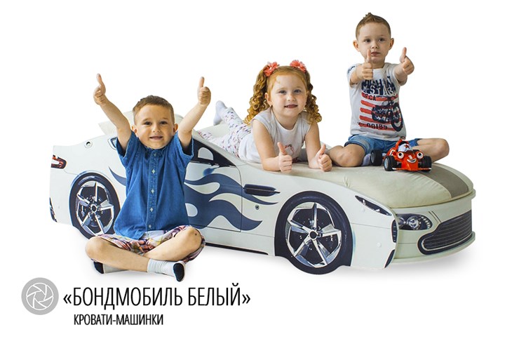 Детская кровать-машина Бондимобиль белый в Архангельске - изображение 3