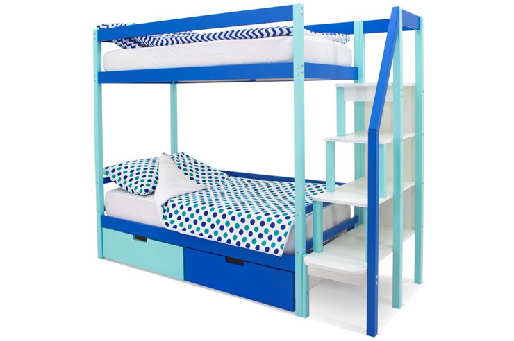 Детская 2-этажная кровать Svogen мятный-синий в Архангельске - изображение 4