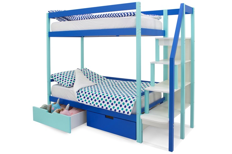 Детская 2-этажная кровать Svogen мятный-синий в Архангельске - изображение 5