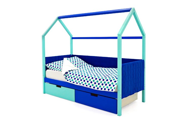 Кровать-домик детская Svogen, мятный-синий мягкая в Архангельске - изображение 4