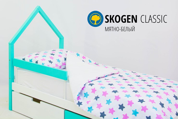 Кровать-домик детская мини Skogen белый-мятный в Архангельске - изображение 3