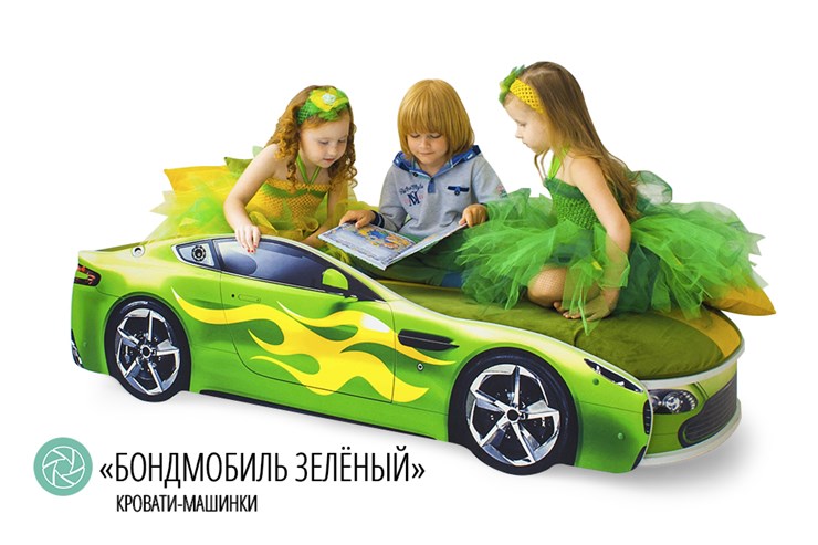 Кровать-машина Бондимобиль зеленый в Архангельске - изображение 2