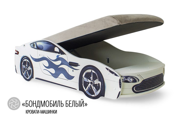Детская кровать-машина Бондимобиль белый в Архангельске - изображение 1