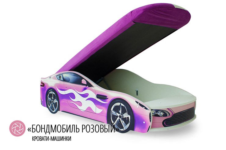 Кровать-машина детская Бондимобиль розовый в Архангельске - изображение 1