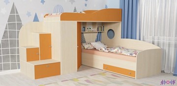 Детская кровать-шкаф Кадет-2, корпус Дуб, фасад Оранжевый в Архангельске