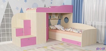 Детская кровать-шкаф Кадет-2, корпус Дуб, фасад Розовый в Архангельске