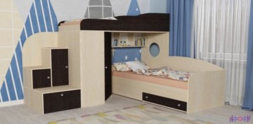 Детская кровать-шкаф Кадет-2, корпус Дуб, фасад Венге в Архангельске