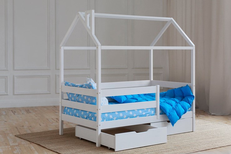 Кровать детская Домик с ящиками, цвет белый в Архангельске - изображение 2